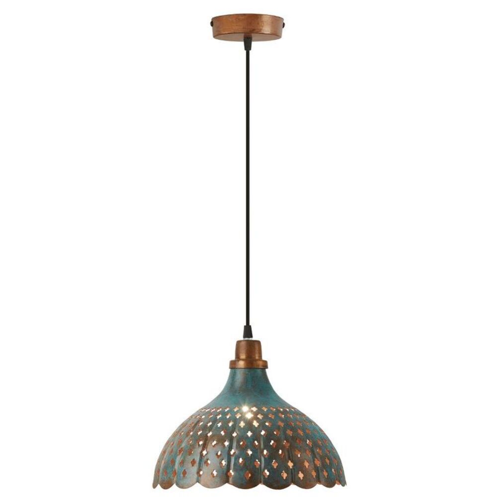 Open Box - River of Goods - 12" Oriana Faux Patina Metal Pendant Ce Blue